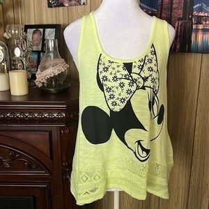 DISNEY SLEEVELESS BLOUSE NEON YELLOW SIZE L(11-13)